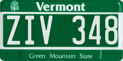 VT license plate ZIV348