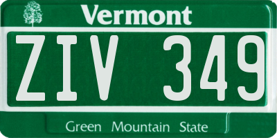 VT license plate ZIV349