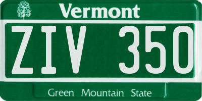 VT license plate ZIV350