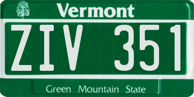 VT license plate ZIV351