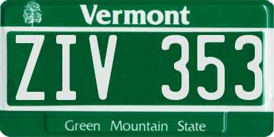 VT license plate ZIV353