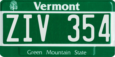 VT license plate ZIV354