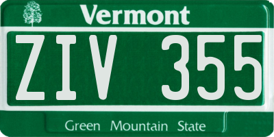 VT license plate ZIV355