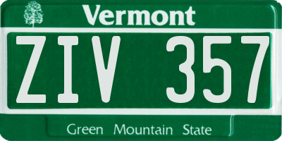 VT license plate ZIV357