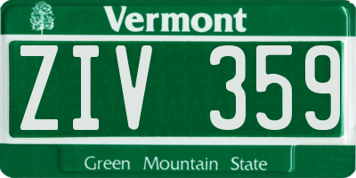 VT license plate ZIV359