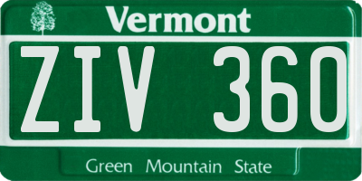 VT license plate ZIV360