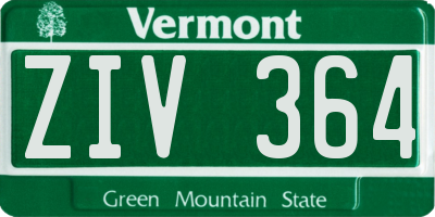 VT license plate ZIV364