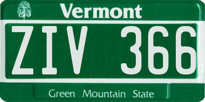 VT license plate ZIV366