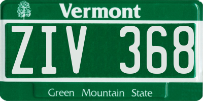 VT license plate ZIV368