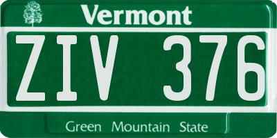 VT license plate ZIV376