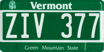 VT license plate ZIV377