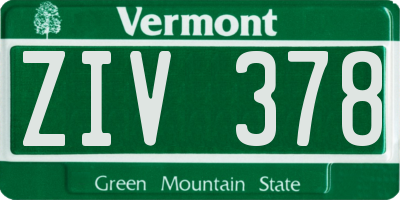VT license plate ZIV378