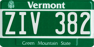 VT license plate ZIV382