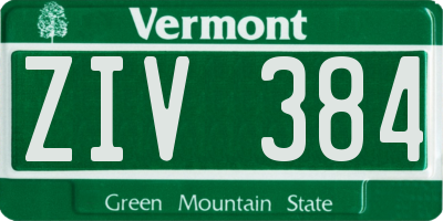 VT license plate ZIV384