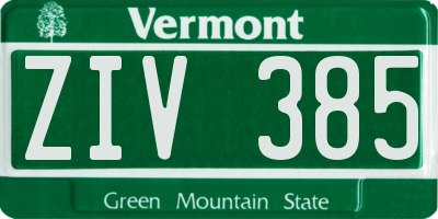 VT license plate ZIV385