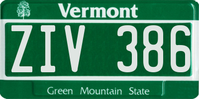 VT license plate ZIV386