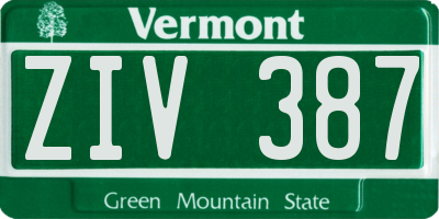 VT license plate ZIV387