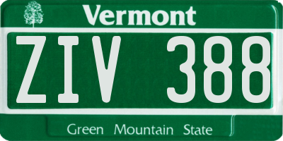 VT license plate ZIV388