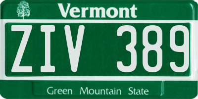 VT license plate ZIV389