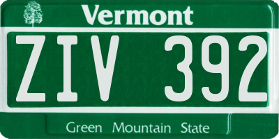 VT license plate ZIV392