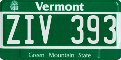 VT license plate ZIV393