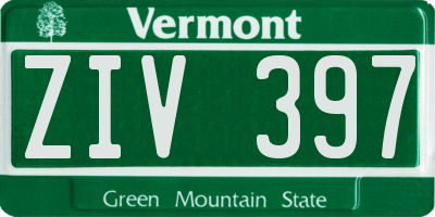 VT license plate ZIV397
