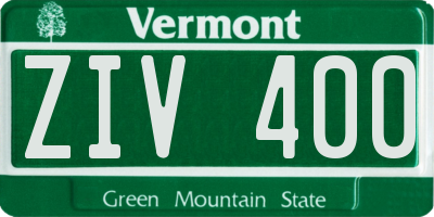 VT license plate ZIV400