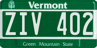 VT license plate ZIV402