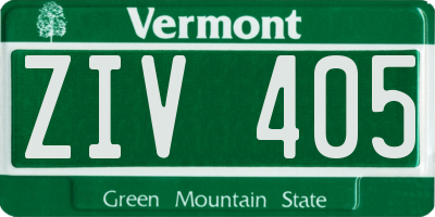 VT license plate ZIV405