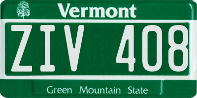 VT license plate ZIV408