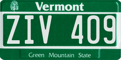 VT license plate ZIV409