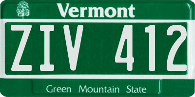 VT license plate ZIV412