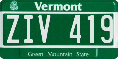 VT license plate ZIV419