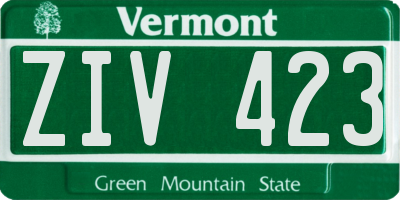 VT license plate ZIV423