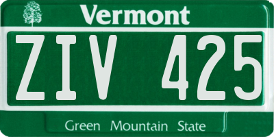 VT license plate ZIV425