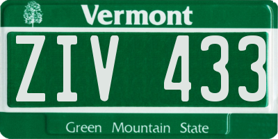 VT license plate ZIV433