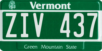 VT license plate ZIV437