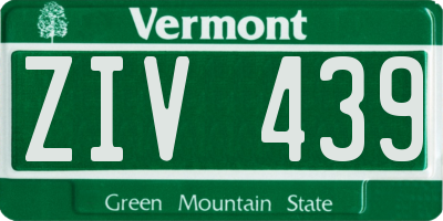 VT license plate ZIV439