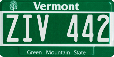 VT license plate ZIV442