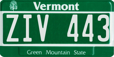 VT license plate ZIV443