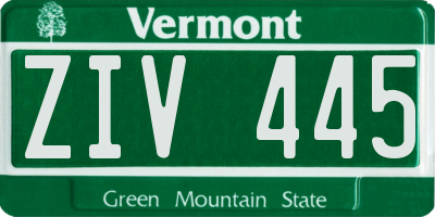 VT license plate ZIV445