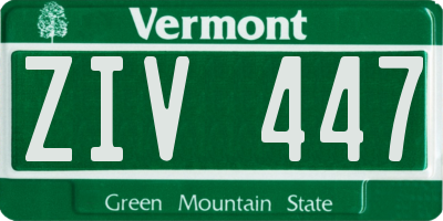 VT license plate ZIV447