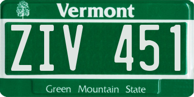 VT license plate ZIV451
