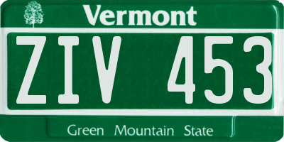 VT license plate ZIV453