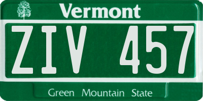 VT license plate ZIV457