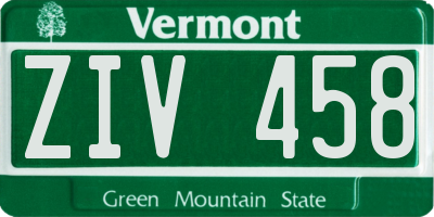 VT license plate ZIV458