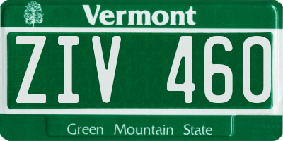 VT license plate ZIV460