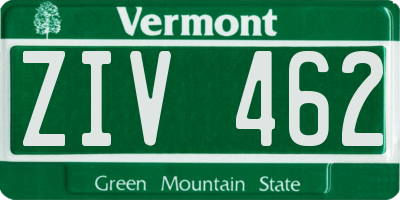 VT license plate ZIV462