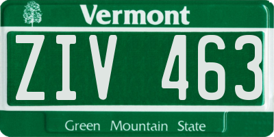 VT license plate ZIV463