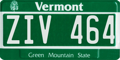 VT license plate ZIV464